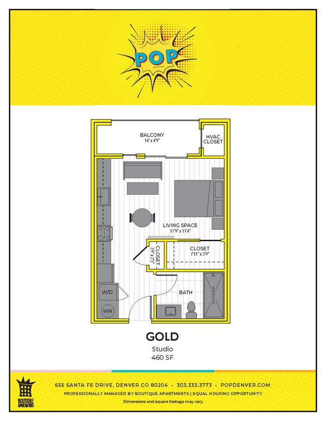 Gold, Studio/1BA - Pop Denver