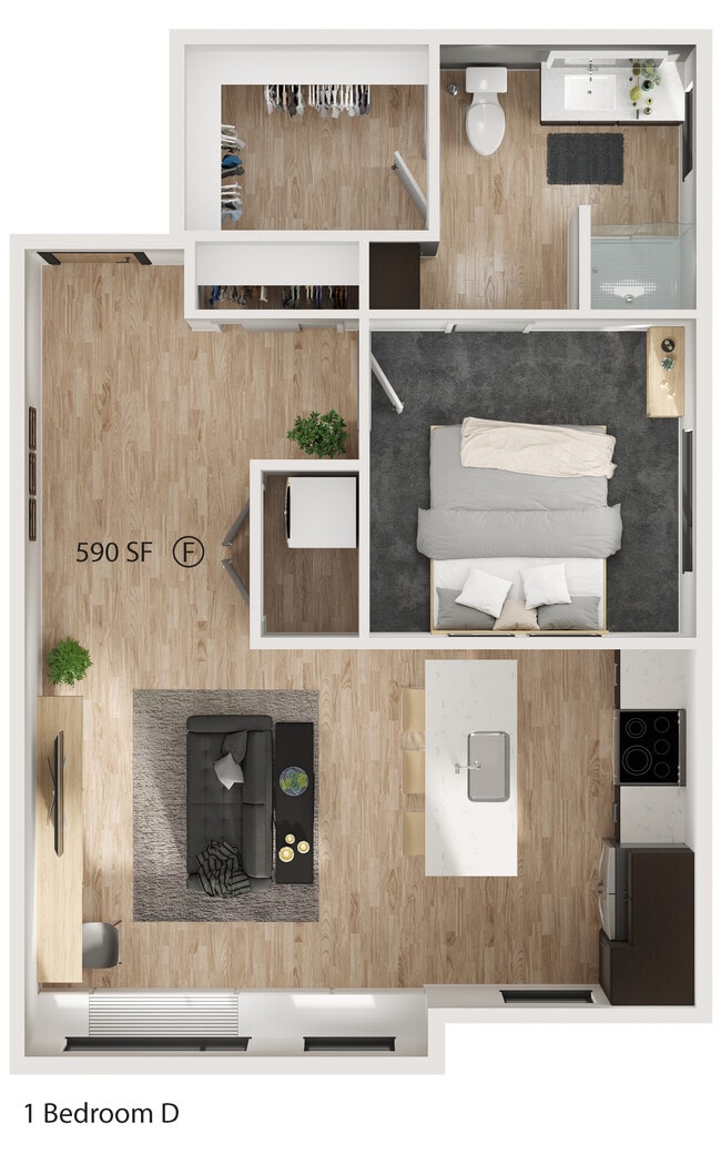 1 Bedroom D - Michigan Place Apartments