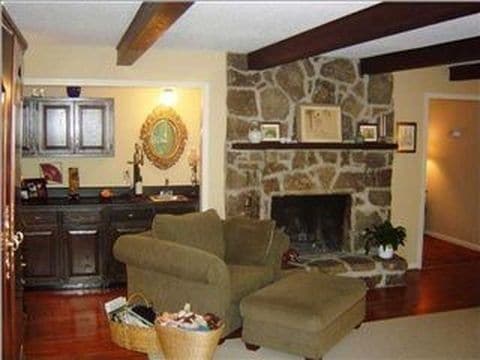 Stone surround wood burning fireplace - 303 Ferncliff Dr
