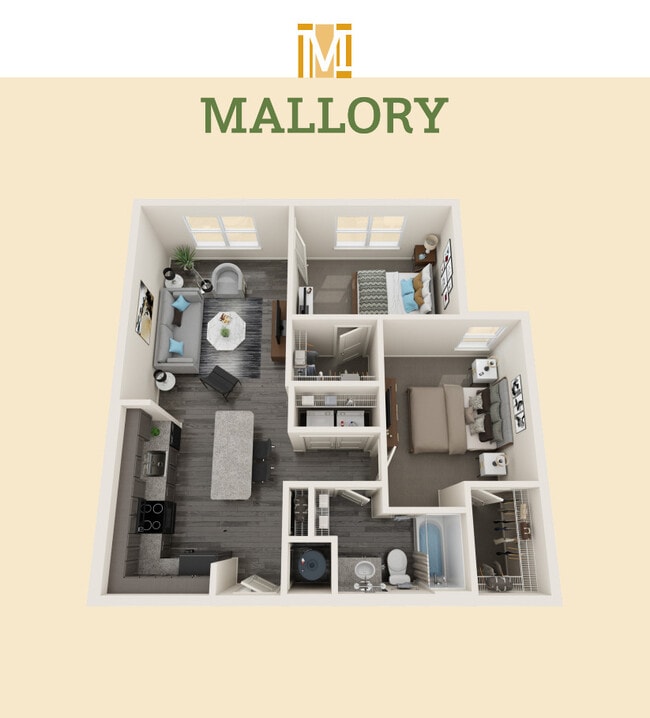Floorplan - The Mallory Apartments 55+ Active Adult