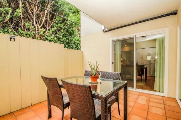 Patio with the apartment cell 9177232626 - 423 S Rexford Dr