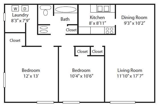 2BR/1BA - Fountainview Village Apartments