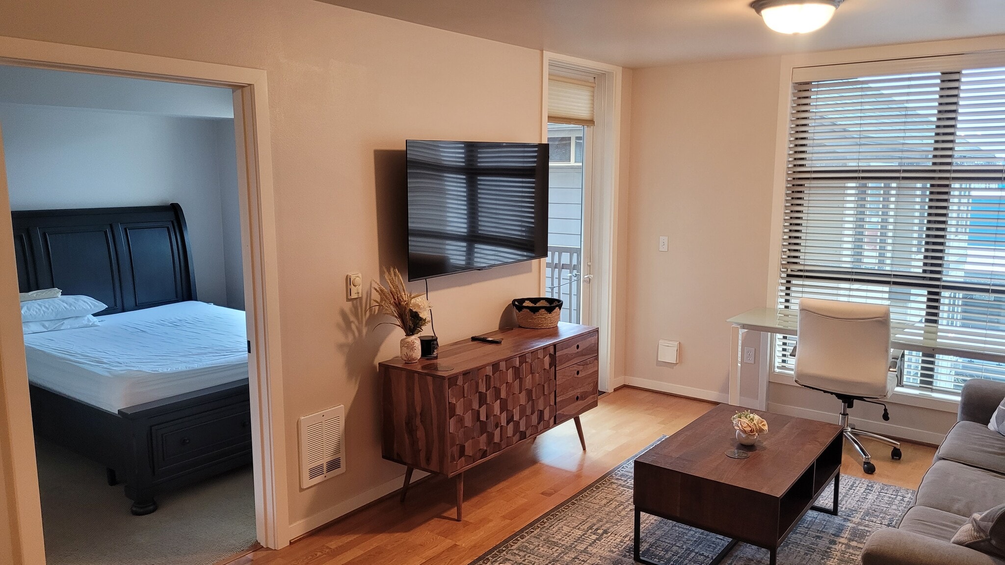 Flat-screen TV and patio door - 4116 California Ave SW