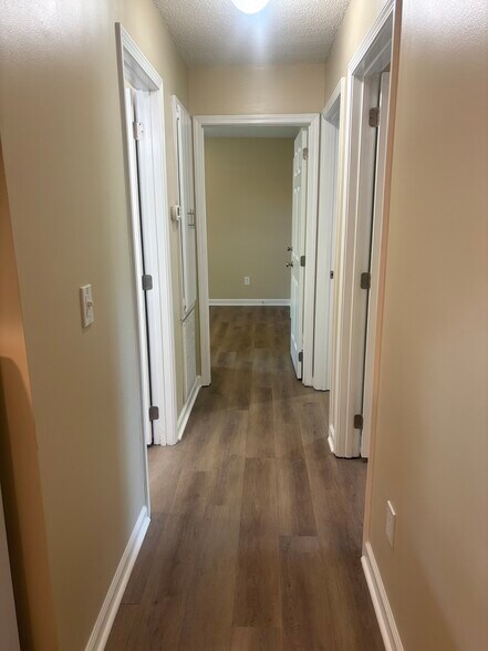 Hallway with new flooring, doors, and paint - 1039 N Lakeshore Dr