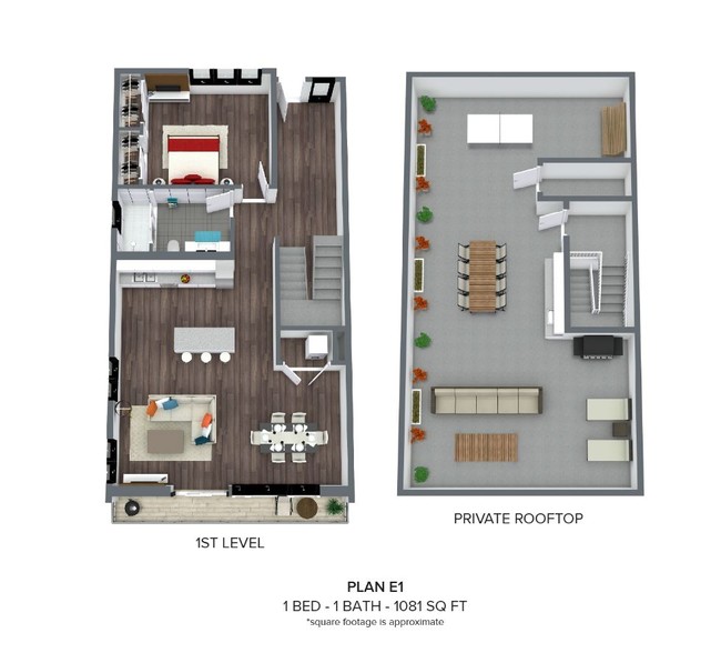 1BR, 1BA - Plan E1 - The Modern LA