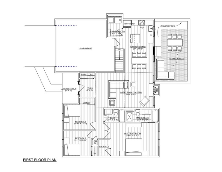First Floor Plan- Furniture shown for Reference - 738 Starlight Dr