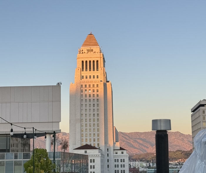 View of city hall and mountains from the shared roof. - 108 W 2nd St