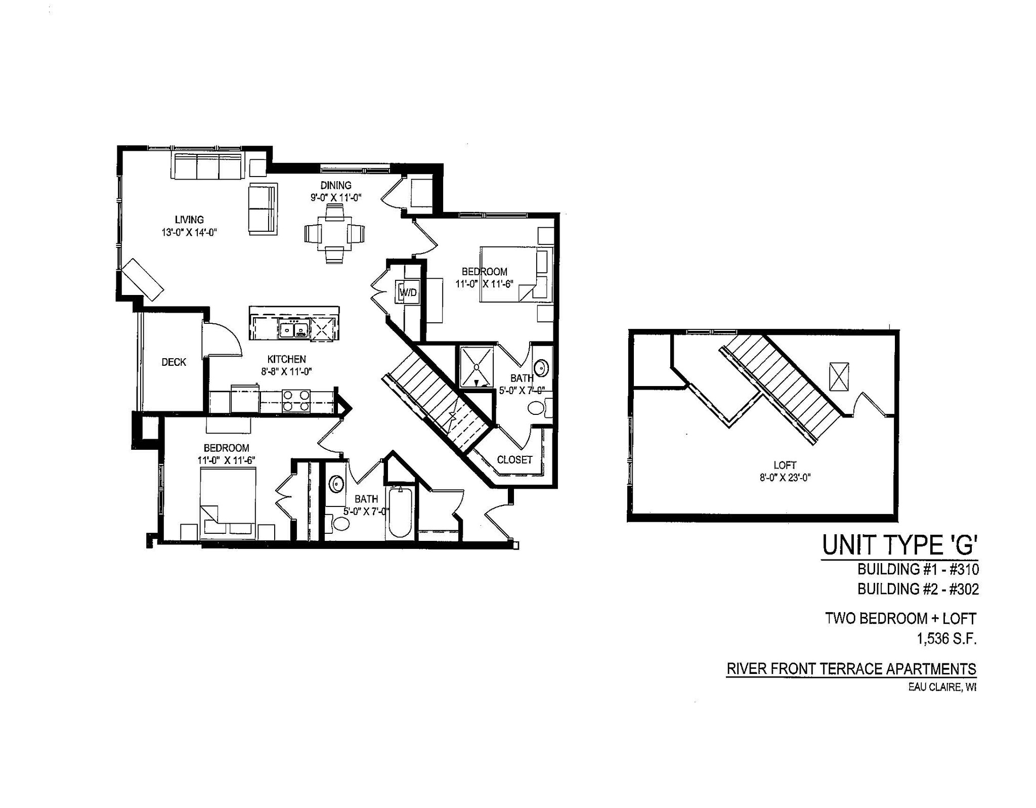 211-302 2 bed plus loft - Riverfront Terrace