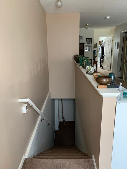 Stairway to lower level. - 108 Heidi Ct