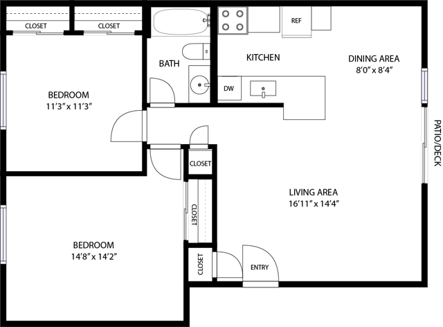 Two bedroom, one bath apartment home - Reserve at Oak Park