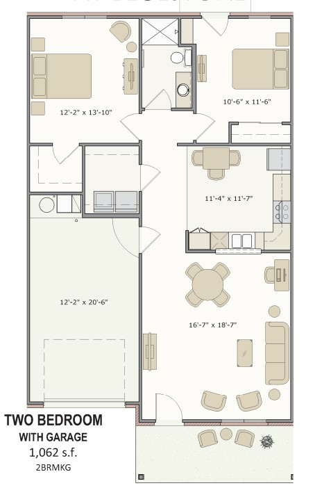 Reflections Two Bedroom w Garage 1062 sq. ft..jpg - Reflections II