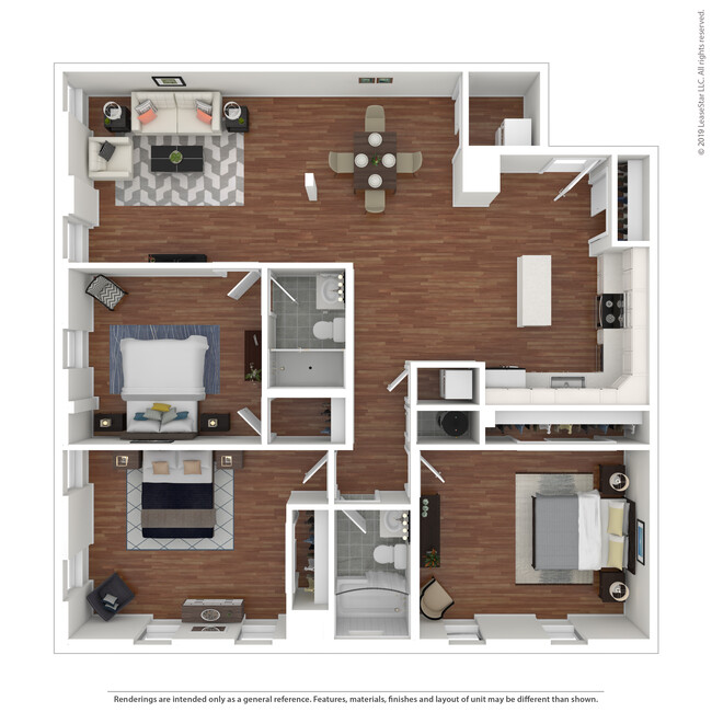 The Cosmo: Beds - 3: Baths - 2: SqFt Range - 1400 to 1400 - O'Donnell Apartments