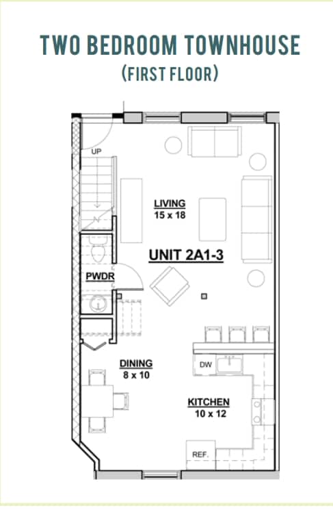 Two Bedroom Townhouse First/Second Floor - Residences and Lofts at Perkins Park