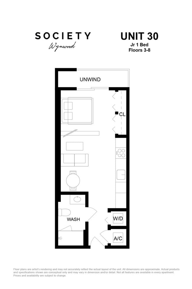 Jr 1 Bed - Unit 30 - Fl 3-8 - Society Wynwood