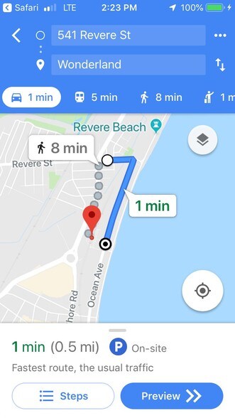 A short 8 min walk (1 min drive) to Wonderlan - 541 Revere St