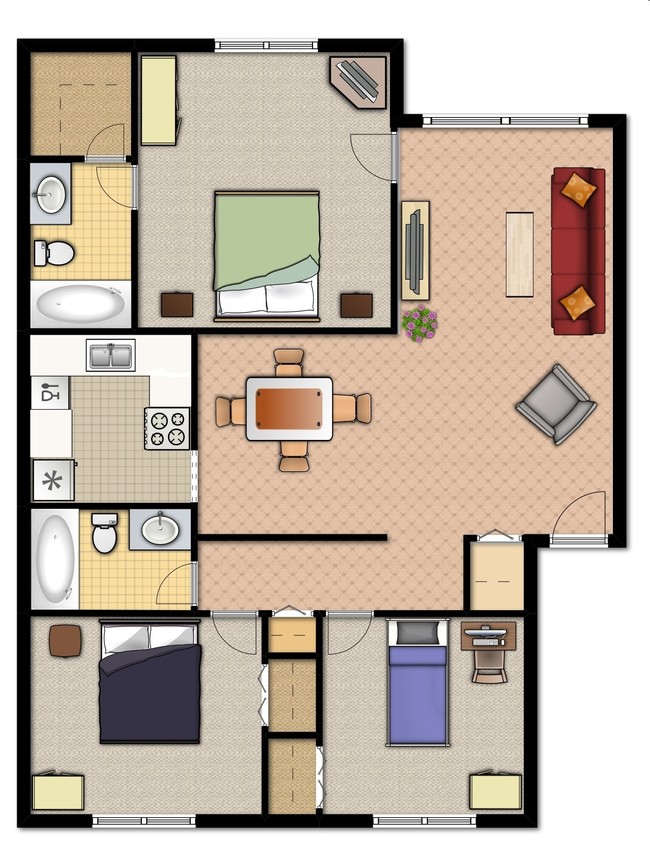 3BR/2BA - Forest Hills Apartments