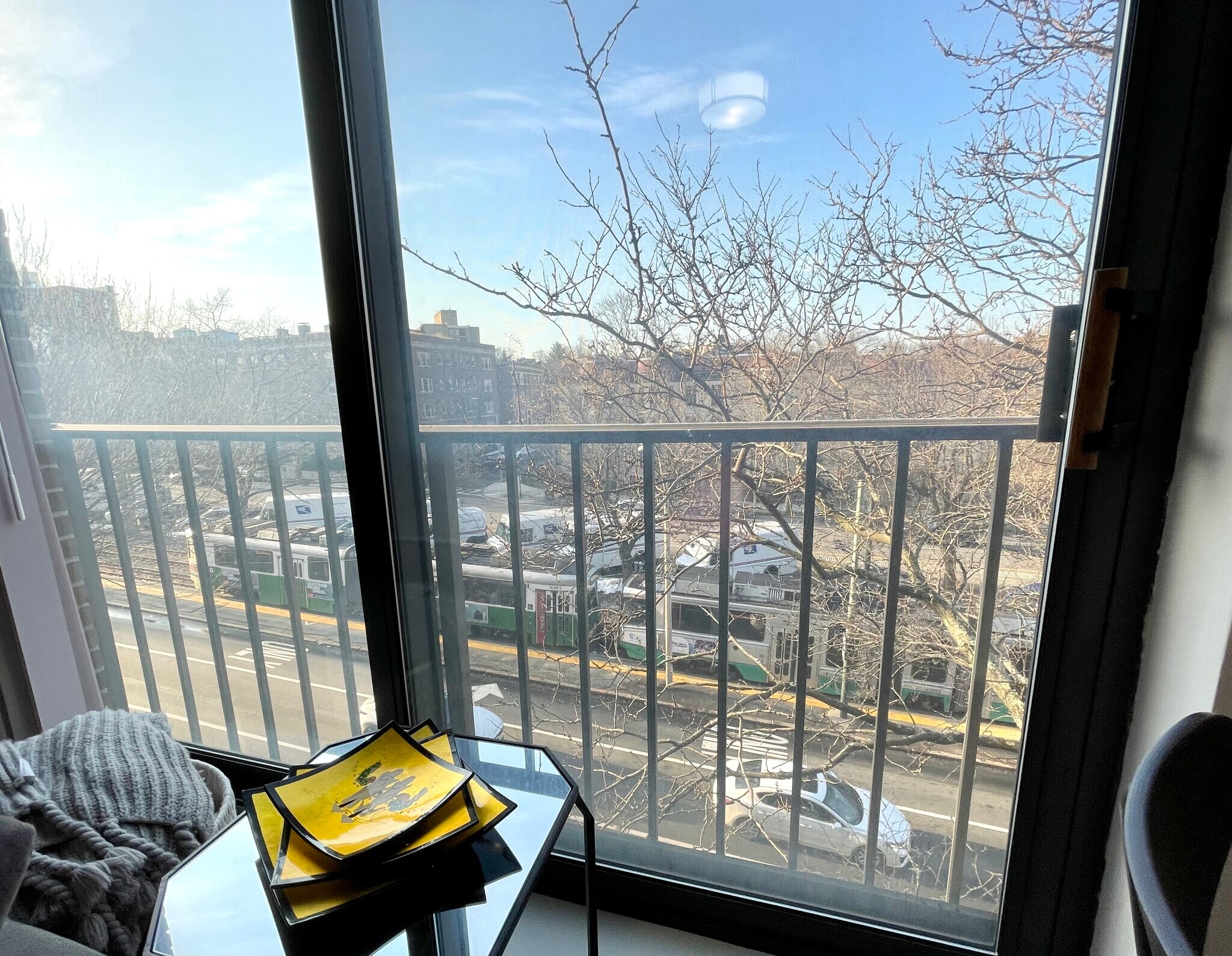 Train stop steps from the building entrance - 1243 Beacon St