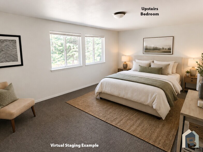 2nd floor large bedroom and double closet (virtual staging example) - 20981 Port Gamble Rd NE