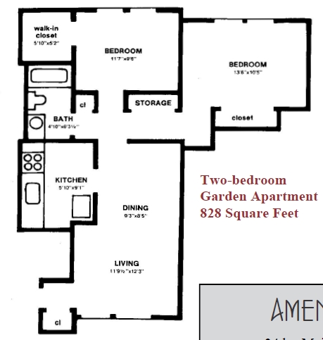 2BR/1BA - Oxford Row Apartments