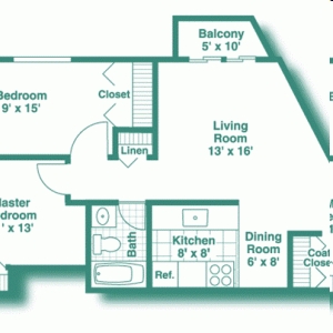 2BR/1BA - Garden View Apartments