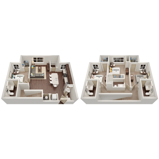 D2 Townhome: 4BD | 4.5BA | 1454 SF - The Hayward Student Living