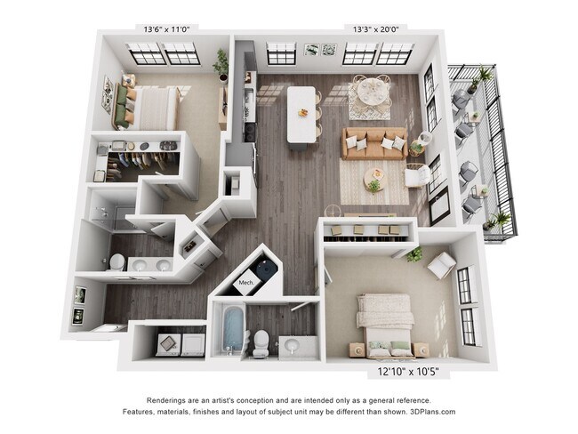 2-Bedroom 2-Bathroom | 1,247 sqft - The Whit