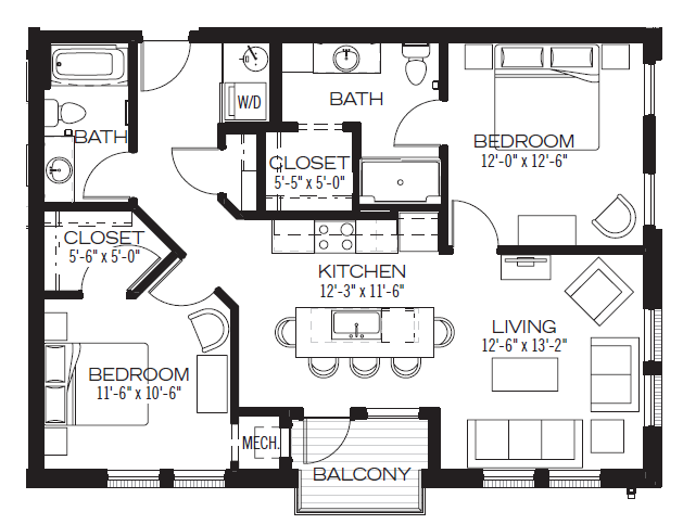 Floorplan - Apartments at the Yard: Brooks