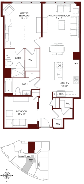 2BR/2BA - The Darcy