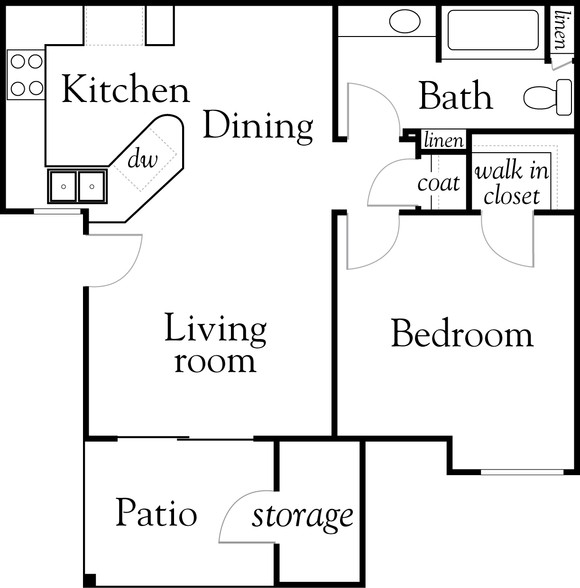 One Bedroom One Bath - Tyler Springs Apartments for Seniors, 55 YRS+