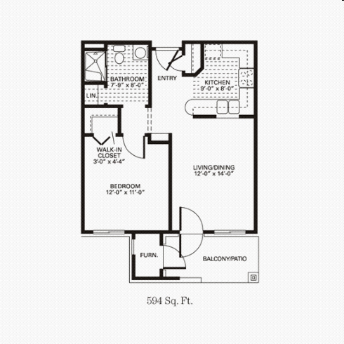 1BR/1BA - Trinity Courtyard
