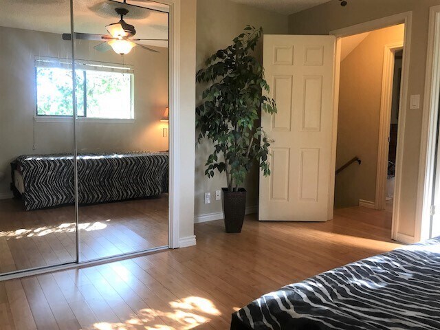Mirrored glass closet door in secondary bedroom - 9810 Lake Ridge Dr