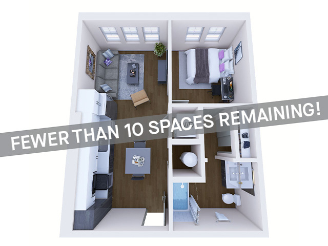 1x1 B - Fewer than 10 Spaces Remaining! - The Jolly Roger Student Apartments