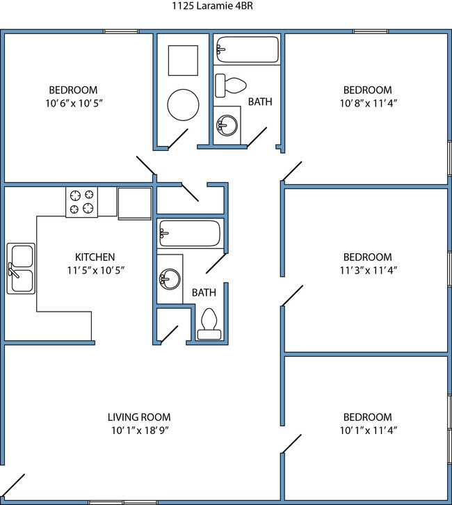 4-bed, 2-bath - Laramie Plaza Residential - 1125 Laramie