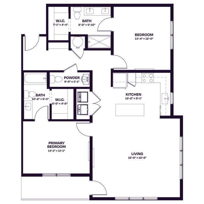 Oberon C5 Two Bedroom Floor Plan - Oberon