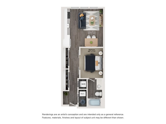UB1 Floor Plan - 2D - The Richmond Apartments