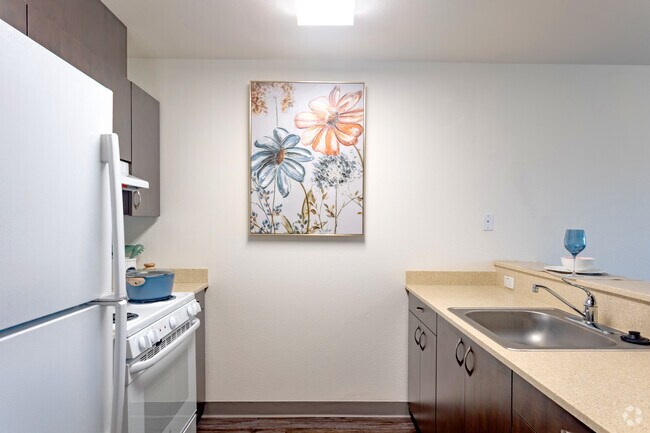 1BR, 1BA - 576SF - Kitchen - Wheeler Manor - Affordable Senior Housing 62+