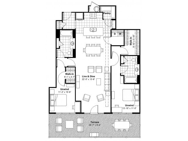 2 BR Terrace - Lofts at Union Hill