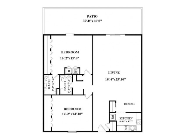 Two bedroom, two bathroom. Not all have washer/dryer connections or patio/balcony. Actual layout might be slightly different than floorplan shown. - The Patrician