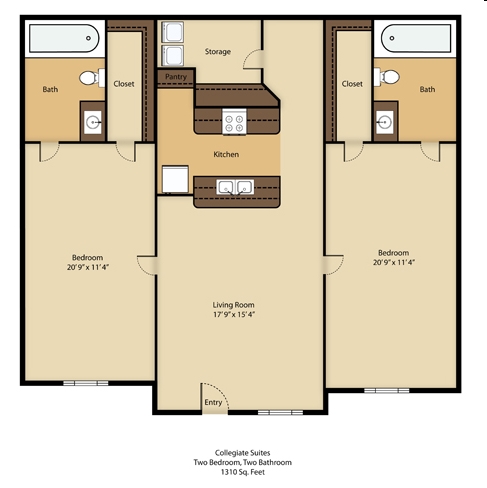 2BR/2BA - Collegiate Suites of Blacksburg