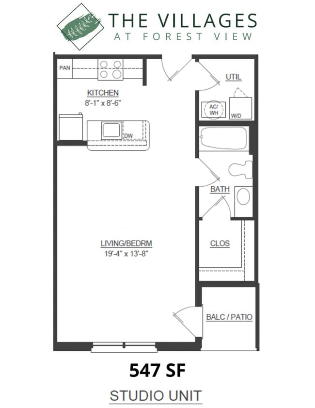 547 SF Studio - Villages at Forest View