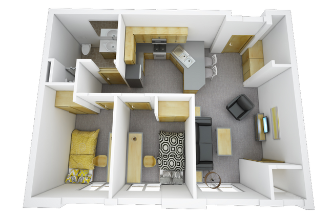 Standard 3 Bedroom Floor Plan. - Park at 1824 Student Apartments