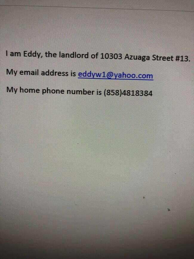 Contact information - 10303 Azuaga St