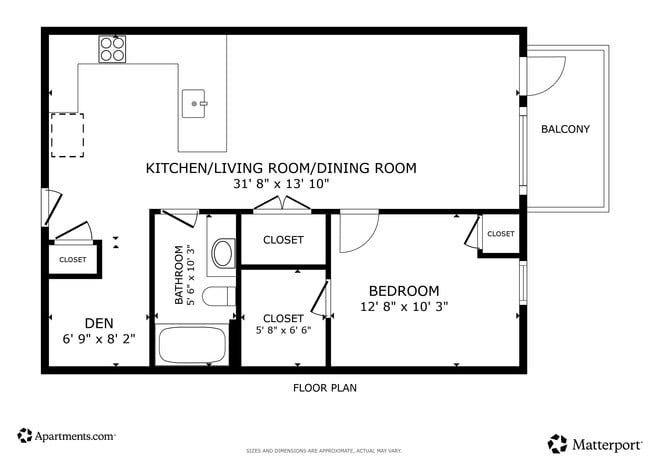 1BR, 1BA - 747SF - Eastrail Flats