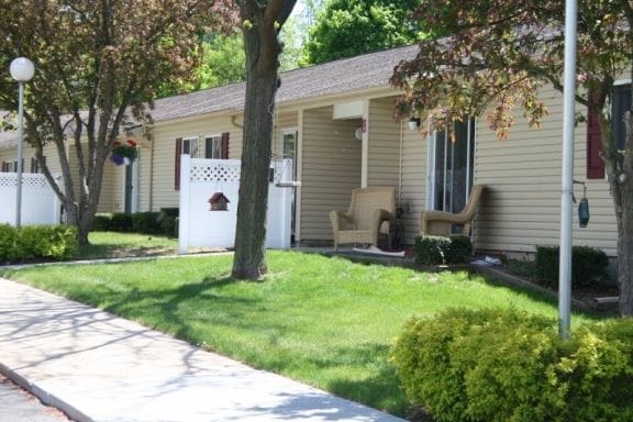 Individual unit patios - Pine Manor