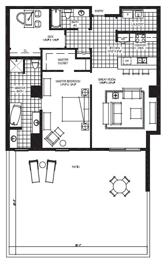 1BR/2BA - The Mark