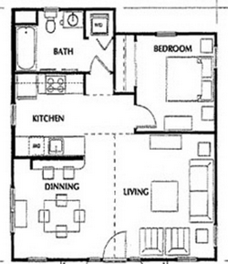 1 Bedroom Cottage - Mission Garden Apartments