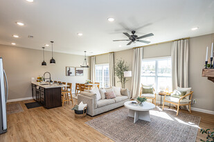 Living room blends with kitchen and dining area to create a spacious and open floor plan