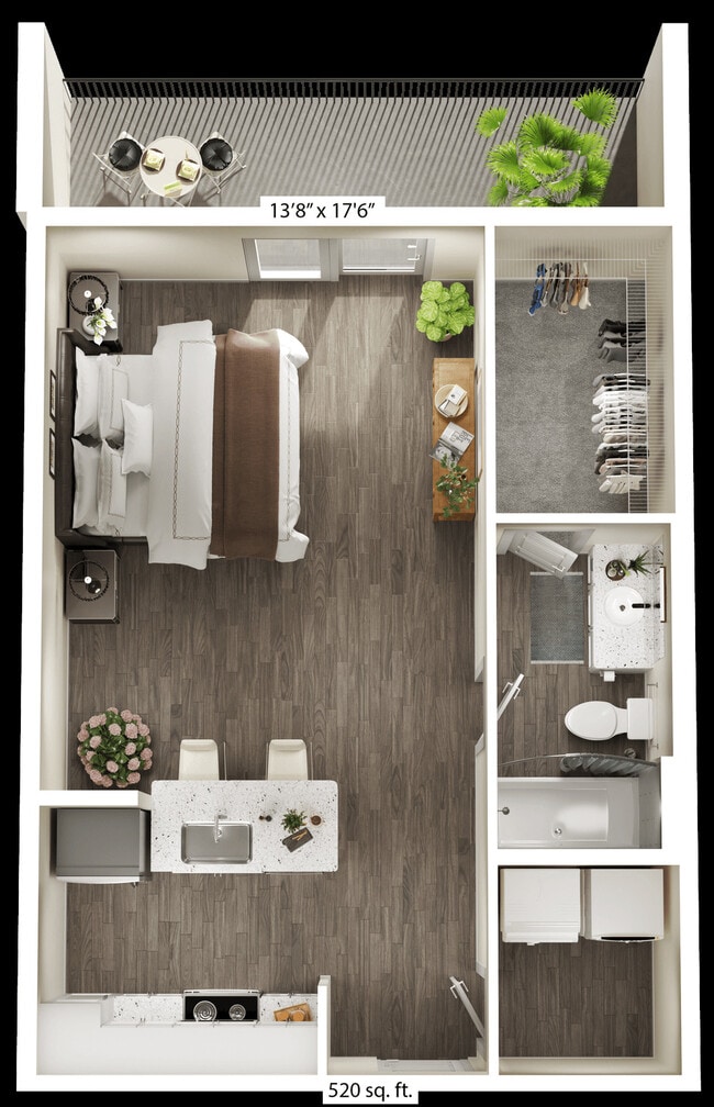 Studio-Floorplan-S - The Flats at Laurel & Pine