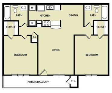 Tradewinds - Plan C - 2 Beds - 2 Baths - 917 Sq. ft. - Tradewinds Apartments