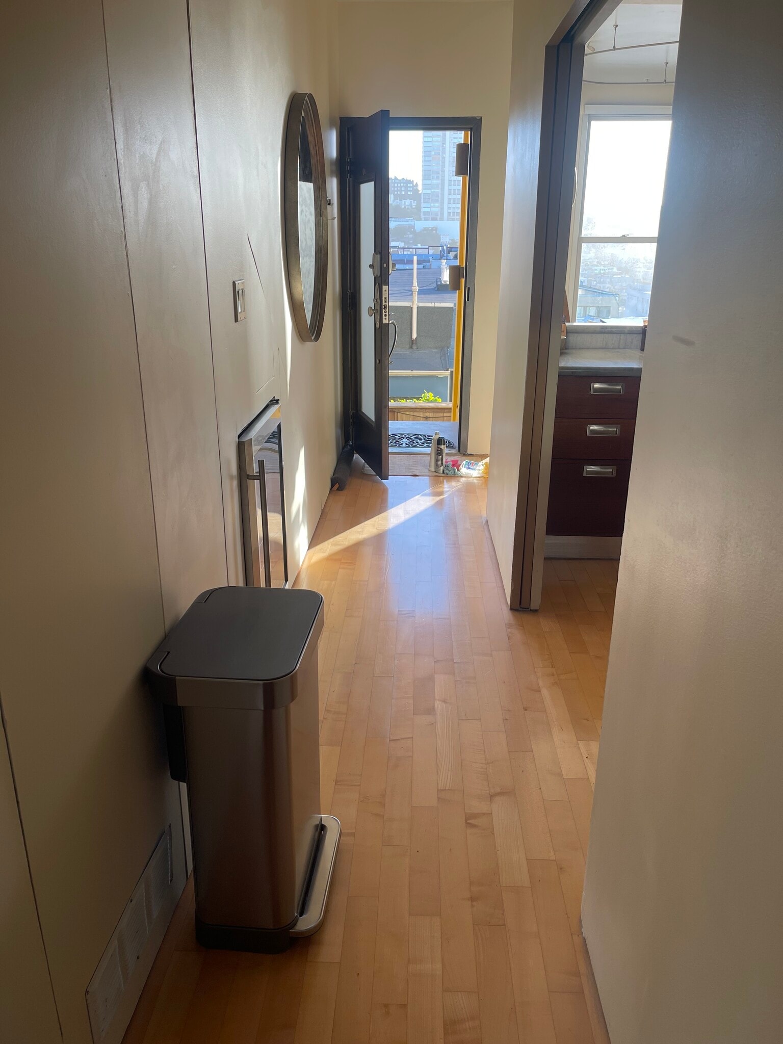 Hallway view to entrance. Wine fridge to left, kitchen to right - 12A Reno Pl